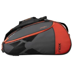 Bolso paletero de padel nox luxury open series negro y rojo frontal