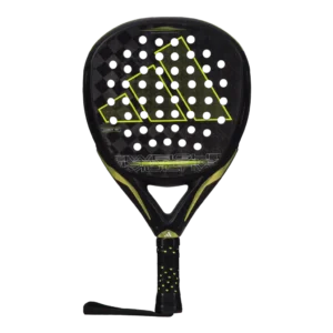 Imagen frontal de la pala de padel adidas adipower 3.3 multiweight en color negro con amarillo