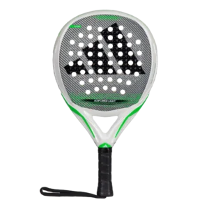 Imagen frontal de la pala de pádel adidas adipower light 3.3 del año 2024 en color verde gris y blanco