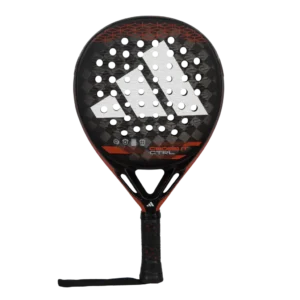 Imagen frontal de la pala de padel adidas cross it control en color negro y rojo