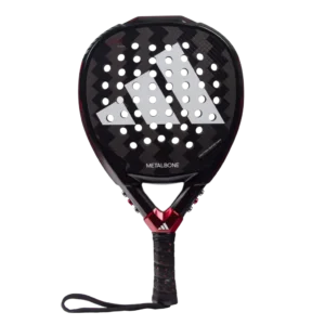 Imagen frontal de la pala de padel adidas metalbone 3.3 2024 del jugador profesional Ale Galán en negro y rojo