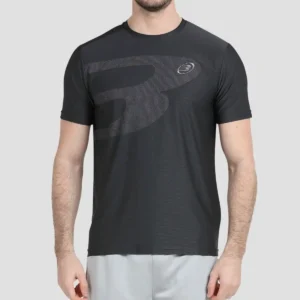 Camiseta de padel hombre bullpadel negro azabache de frente