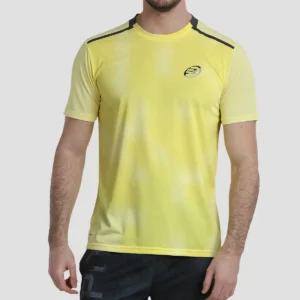 Camiseta de padel hombre bulpadell yema amarillo de frente