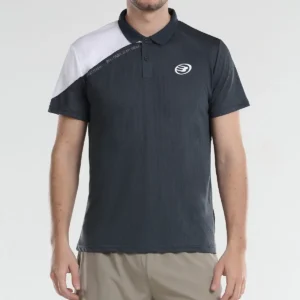 Polera polo bullpadel padel hombre de color negro y blanco vista frontal