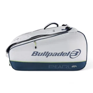 Vista frontal del paletero de padel bullpadel pearl 2025 en color blanco